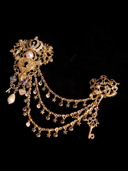 Fairytale Angle Heart Key & Lock Brooch