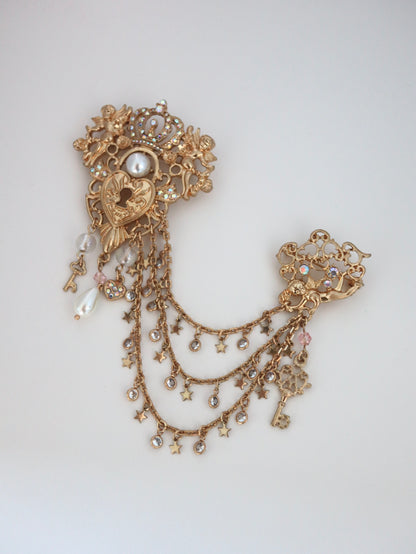 Fairytale Angle Heart Key & Lock Brooch