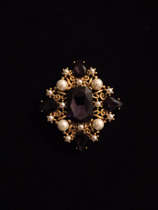 Vintage Eisenberg Swarovski Crystal& Pearl Brooch