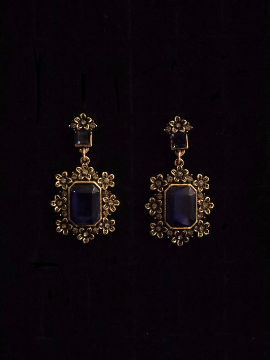 1980s  Midnight Blooms Drop Earrings